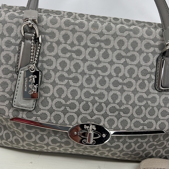Coach Madeline Madison 25215 Gray Jacquard Leather Satchel Shoulder Crossbody - Picture 11 of 16